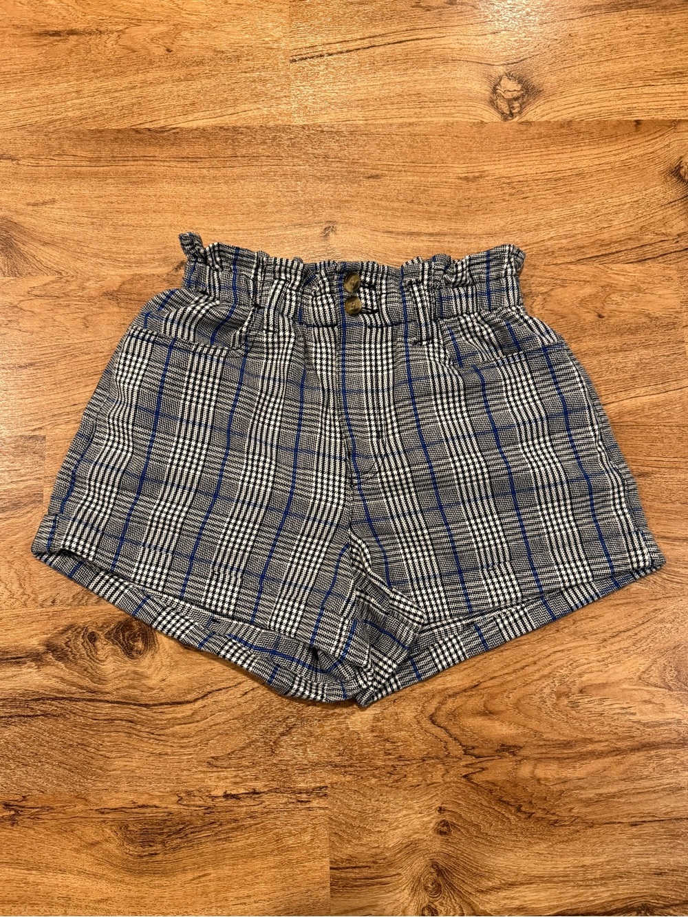 American Eagle Plaid Cuffed Shorts with Elastic Wasteband, Sz 4